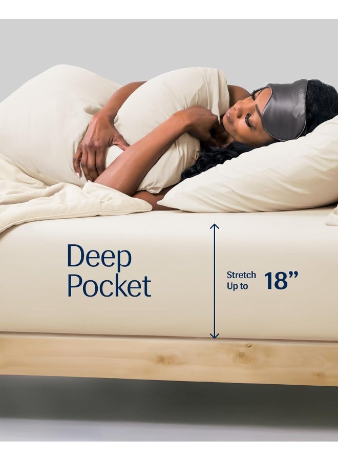 REST® Evercool®+ Fitted Sheet, Full Size, Snow Ivory, 15" Deep (up to 18’’), Breathable Bedding for Hot Sleeper and Night Sweats, Bed Sheet with Ionic+ Self-Cleaning Silver Yarn for Sensitive Skin - Image 4
